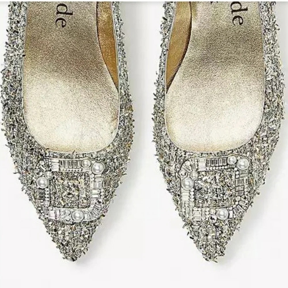 Kate Spade "buckle up" metallic tweed flats - worn once! - Picture 2 of 9